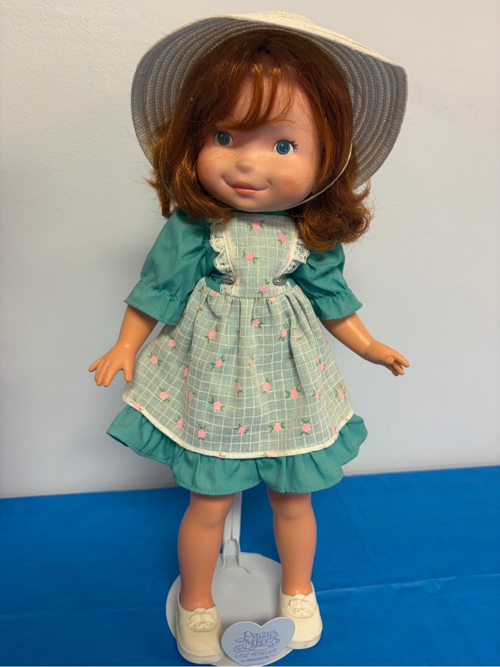 Vintage 1984 Fisher Price My Friend Becky Doll #218 Teal Dress Hat Box